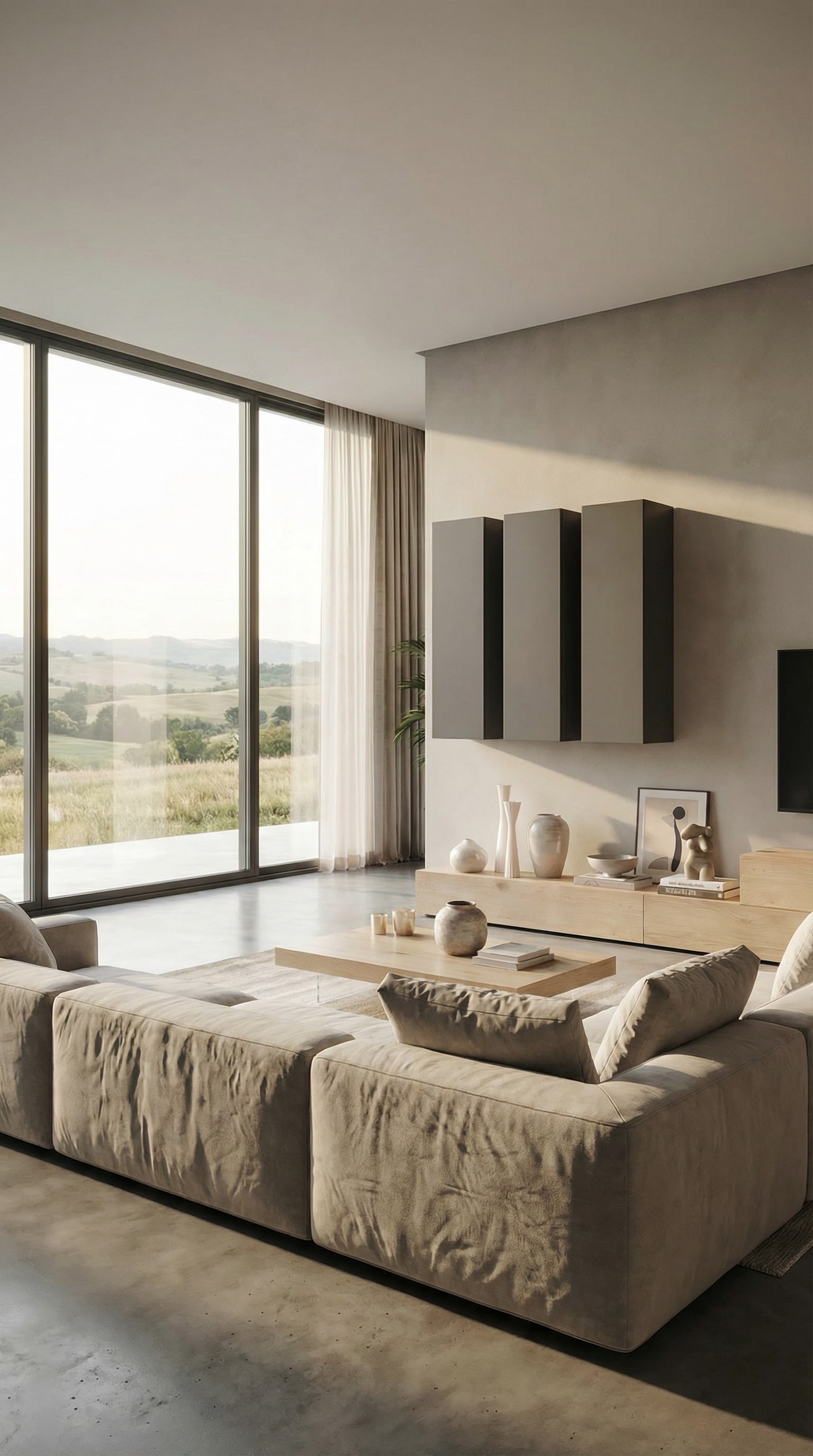 Mur TV moderne style maison de campagne avec façades sombres mates et accents de bois dans le salon Mur TV moderne style maison de campagne avec façades sombres mates et accents de bois dans le salon
