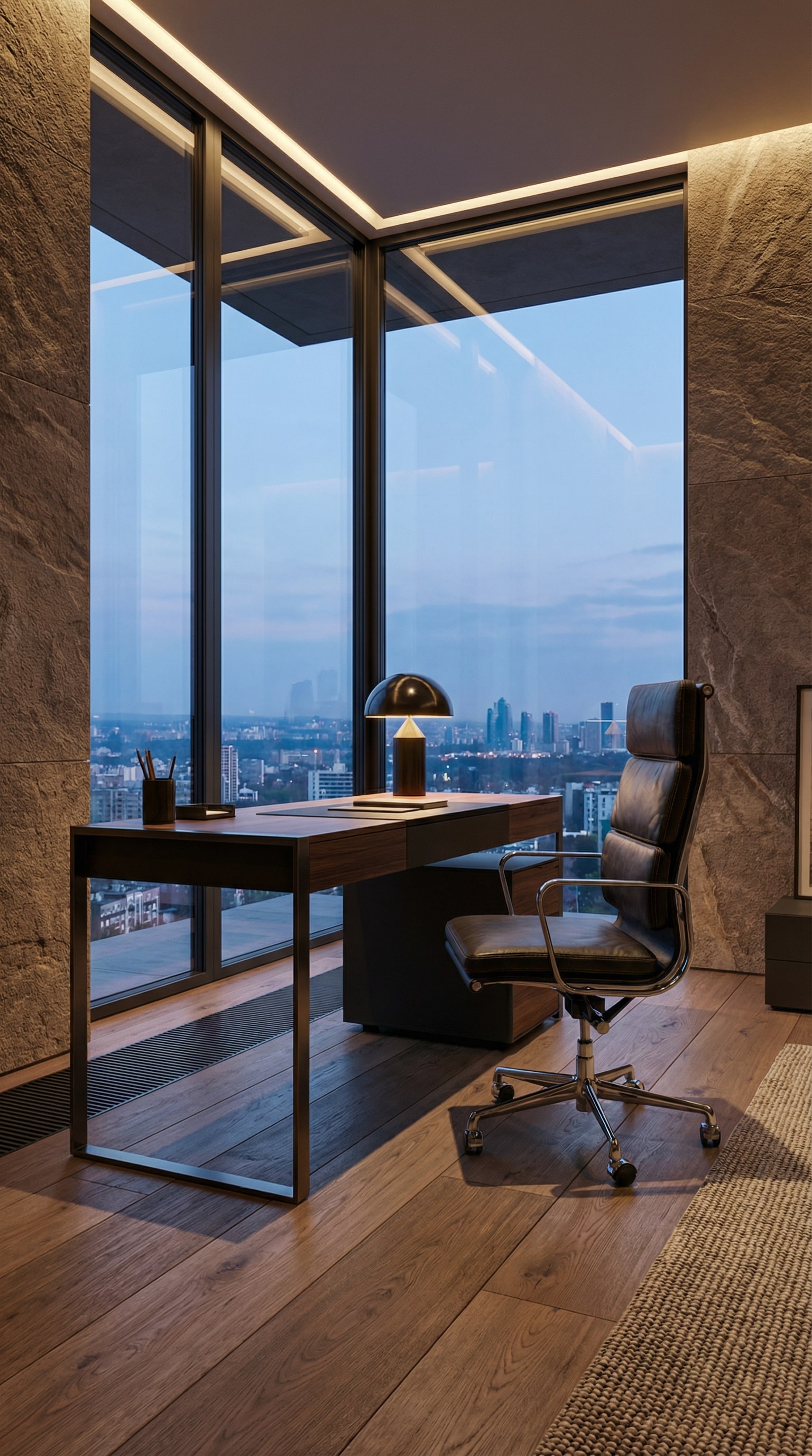 Le fauteuil de direction ICF Una Chair Management en cuir de haute qualit&eacute;, &eacute;l&eacute;gamment mis en sc&egrave;ne dans un espace de vie et de travail repr&eacute;sentatif